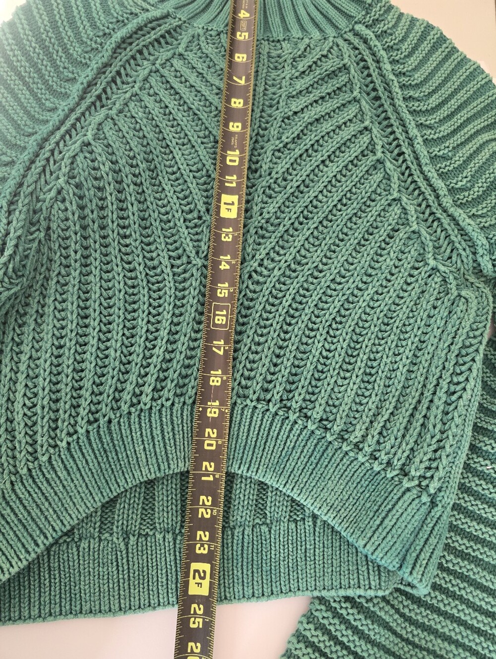 Free People Teal Cable-Knit Turtleneck Sweater - Picture 4 of 4